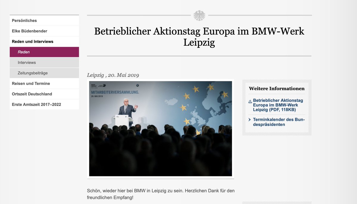 coolservativ's tweet photo. Kurzer Reminder, dass sich Bundespräsident #Steinmeier 2019 bei der Amtseinführung von Präsident Zelenskyy durch Alt-Präsident Wulff vertreten ließ.

Der Bundespräsident hatte wichtigere Termine, so eine Rede zum "Betrieblichen Aktionstag Europa" im BMW-Werk Leipzig. https://t.co/gMNl2gtOj2
