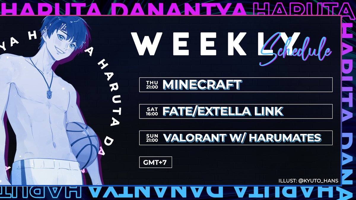 HarutaDanantya's tweet photo. Here you go for another week of late schedule~~
๐ฎTags:
โ General: #HarutaDanantya
โ Fanname: #Harumates
โ Fanart: #HRTGraphics
โ Livestream: #HaruPlay
โ Meme: #Harutard
#Vtuber #VtuberID #ENVtuber https://t.co/L9zROo0eYj