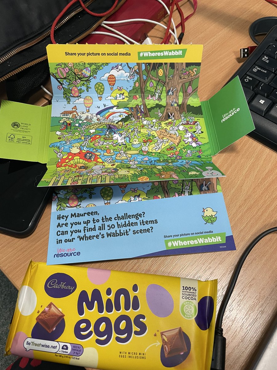 maureenio's tweet photo. Thank you @WeAreResource! Lovely treat ๐ for @ClanmilHousing Comms team ๐ฃ #WheresWabbit https://t.co/W3LCKLUAIR