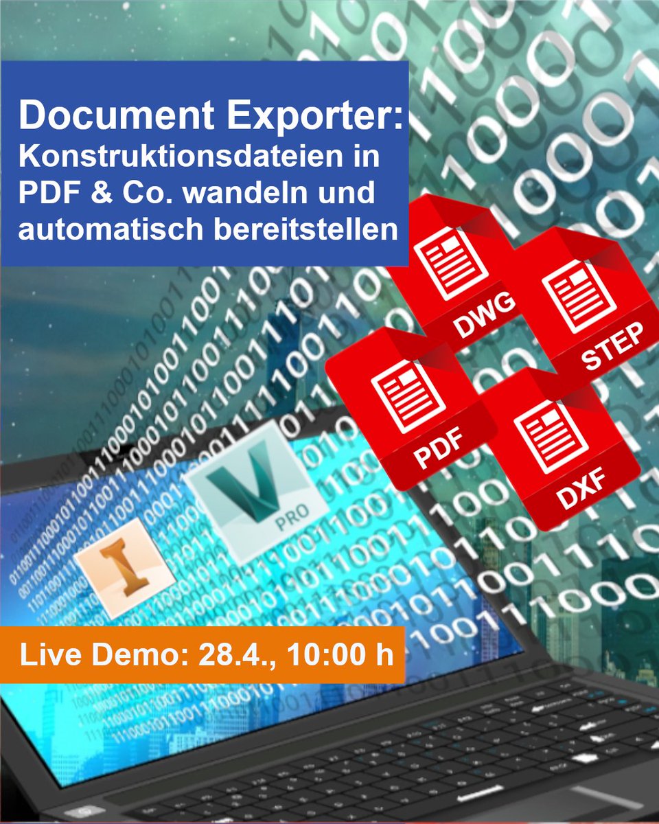 ARNOLD_IT_Sys's tweet photo. Konstruktionsdateien schnell und einfach in PDF &amp; Co. wandeln und an alle relevanten Bereiche automatisiert verteilen mit dem Document Exporter.

Live Web-Demo: 28. April, 10:00 Uhr.

Anmelden unter: sales@arnold-it.com oder 
0761/50 36 37-0. https://t.co/P0zrTMS5LT
