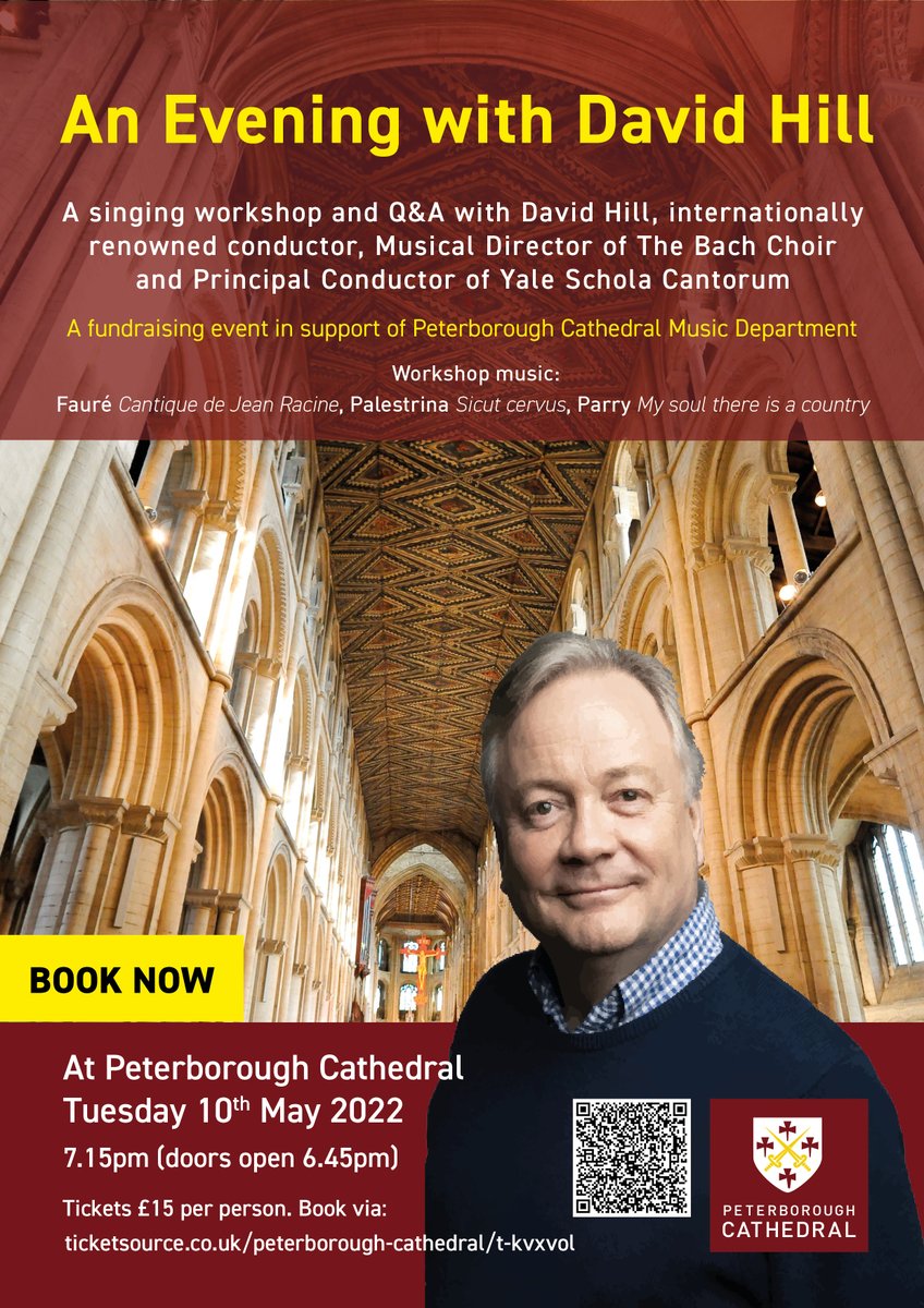 Don't miss out on taking part in this wonderful event with <a href="/davidhconductor/">David Hill</a>

Tickets can be purchased via the link below: ⬇️

 <a href="/pborocathedral/">Peterborough Cathedral</a>

ticketsource.co.uk/whats-on/peter…

#Faure#Palestrina#Parry#vocal#workshop#singing