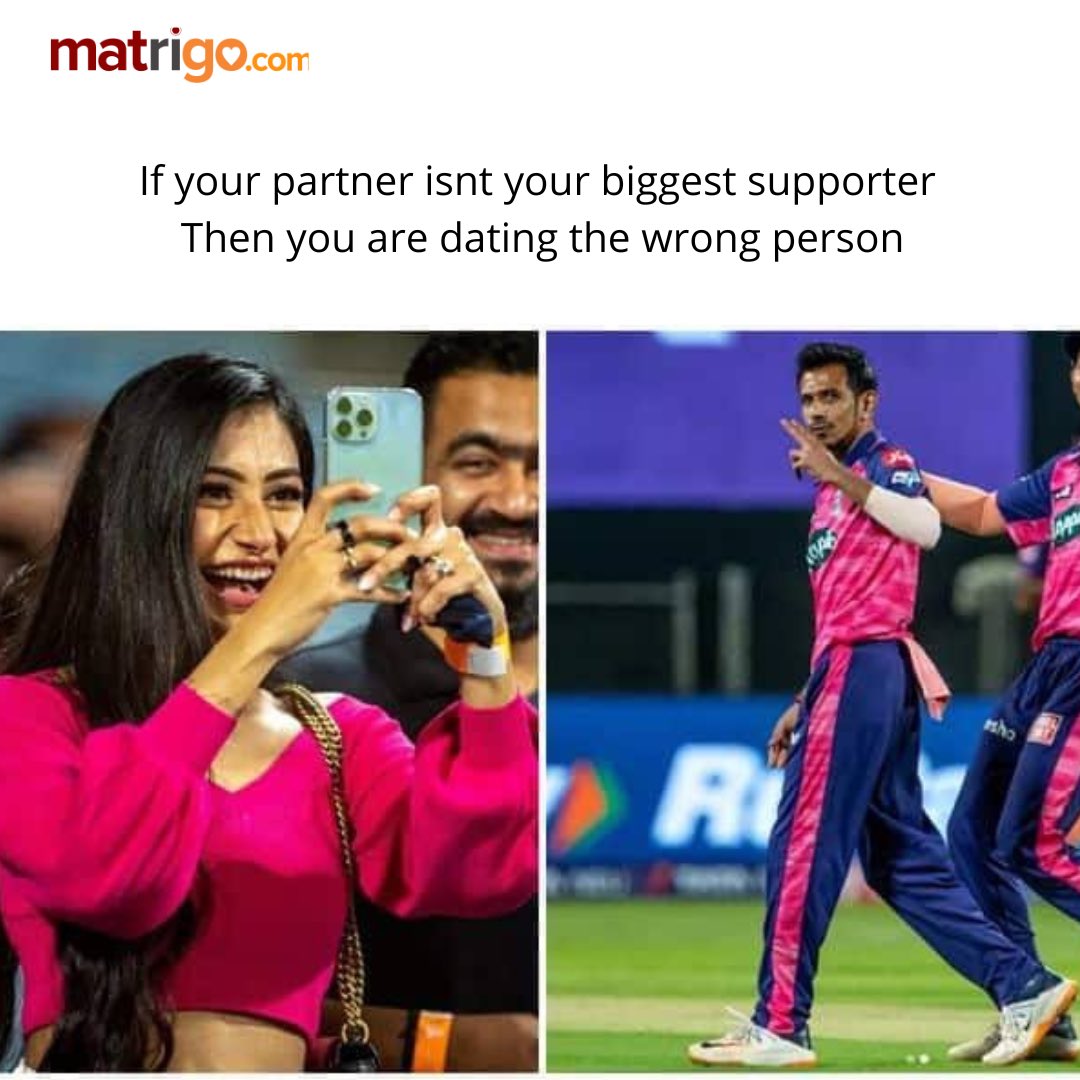MatchRightGo's tweet photo. If your partner isn’t your biggest supporter 
Then you are dating the wrong person.♥️

#yuzvendrachahal #dhanashreeverma #yuzichahal #love #matrigo #couplegoals #couple https://t.co/xypqTkpR6K