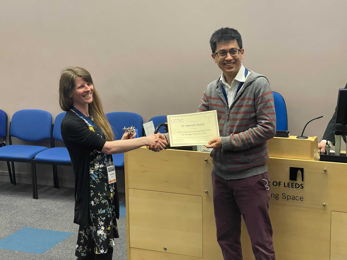 CCDC Cambridge (@ccdc_cambridge) on Twitter photo 🎉 Congratulations to <a href="/HamishY_Sci/">Hamish Yeung</a> from <a href="/unibirmingham/">Uni of Birmingham</a> for winning the CCDC Prize 2022, announced this afternoon at <a href="/BritCryst/">BCA</a> meeting. His research focuses on studying the formation and behaviour of materials for energy and storage, electronics, & sensing.
<a href="/UoBChemistry/">UoBChemistry</a> #MOFs 🎉 Congratulations to <a href="/HamishY_Sci/">Hamish Yeung</a> from <a href="/unibirmingham/">Uni of Birmingham</a> for winning the CCDC Prize 2022, announced this afternoon at <a href="/BritCryst/">BCA</a> meeting. His research focuses on studying the formation and behaviour of materials for energy and storage, electronics, & sensing.
<a href="/UoBChemistry/">UoBChemistry</a> #MOFs