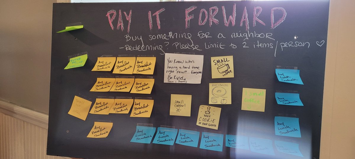 LevanReid's tweet photo. Here we go and a shout out to Sabrina from Saugus for putting 30 sandwiches of the pay it forward board at ULA Cafe. Awesome and thank you. #WBZ #ULACafe https://t.co/BHuYxNLB9C