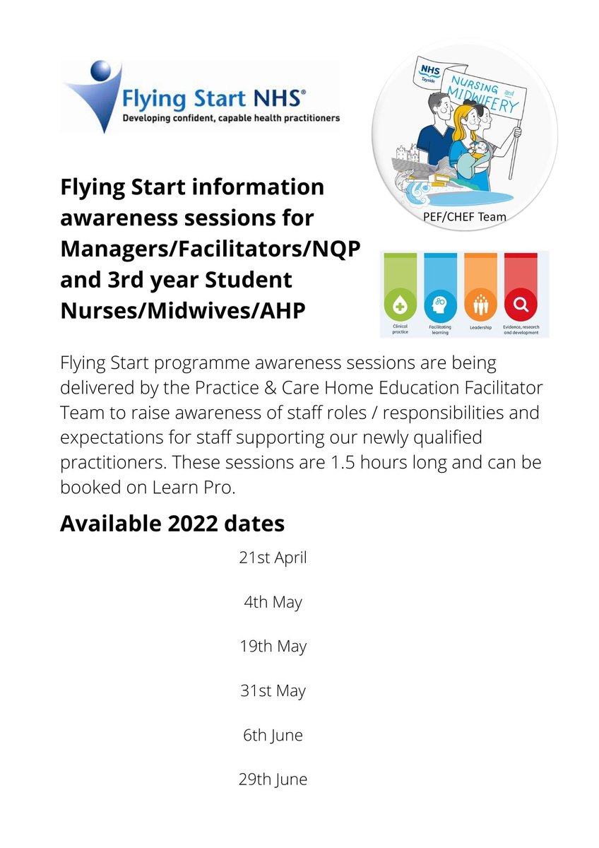 Flying Start awareness sessions are delivered by the Practice &amp; Care Home Education Facilitator Team to raise awareness of staff roles, responsibilities and expectations for staff supporting newly qualified practitioners. These 1.5 hour sessions can be booked on Learn Pro.