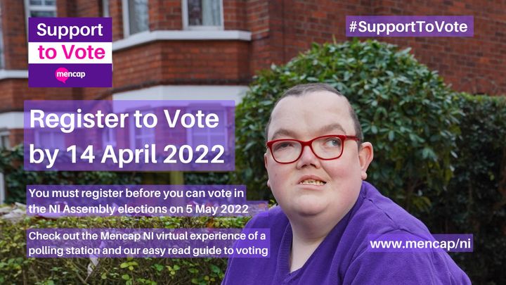 Mencap_NI's tweet photo. Register to Vote by 14 April 2022
You must register before you can vote in the NI Assembly elections.
Register here 👉 https://t.co/X7pmZQqoX1
If you need help, ask someone to help you with the registration.
👀 👉 https://t.co/yaewbCGYAI
@ElectoralCommUK #SupportToVote https://t.co/7E0e3mYtQL