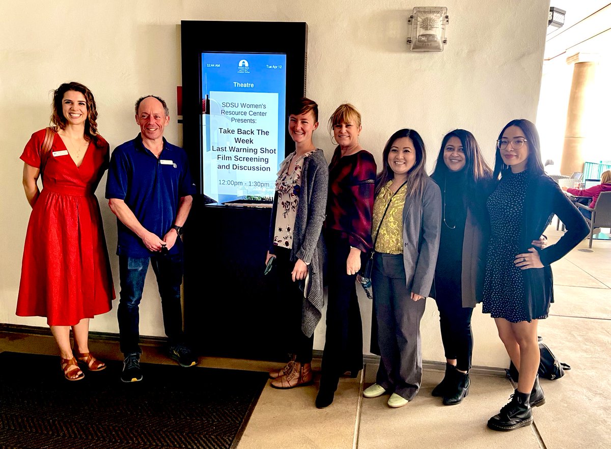 suziday123's tweet photo. Honored to spend time with my @FreetoThriveSD colleagues @SDSU for screening of our film Last Warning Shot & panel discussion with our staff attorneys. TY to the Women’s Resource Center for asking us to be part of #TakeBackTheWeek to help raise awareness about sexual assault. https://t.co/fJxx5ZRegN