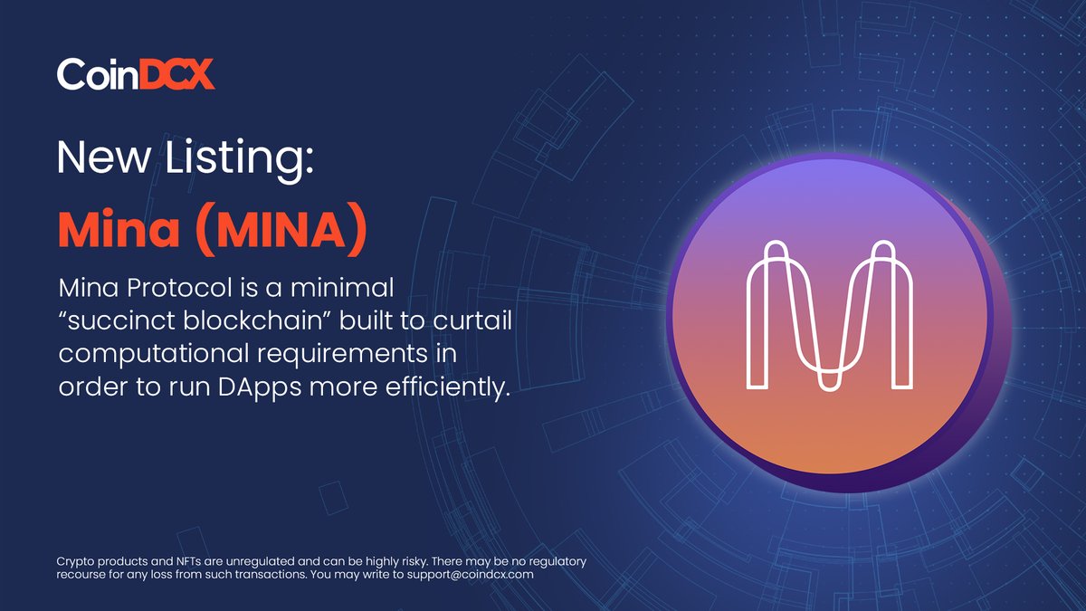 $MINA is now available on CoinDCX Pro to trade 🚀
