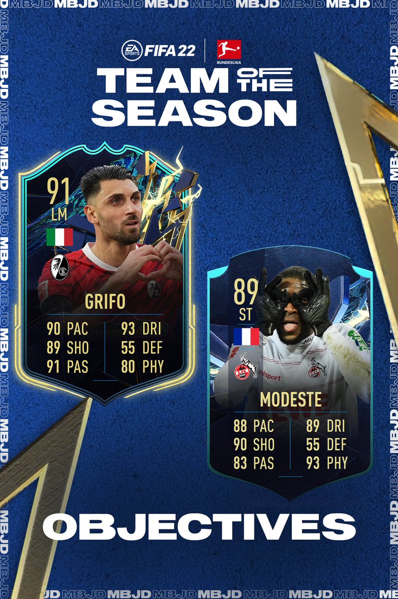 MBJDesigns's tweet photo. #FIFA22 Bundesliga Team Of The Season Prediction ⚡️

FT. 98 Lewandowski 🇵🇱 96 Nkunku 🇫🇷 95 Haaland 🇳🇴

Wich players would you like to see the most? 🤔

#FUT22 #TOTS #MBJDesigns https://t.co/OV5kN7tIkT
