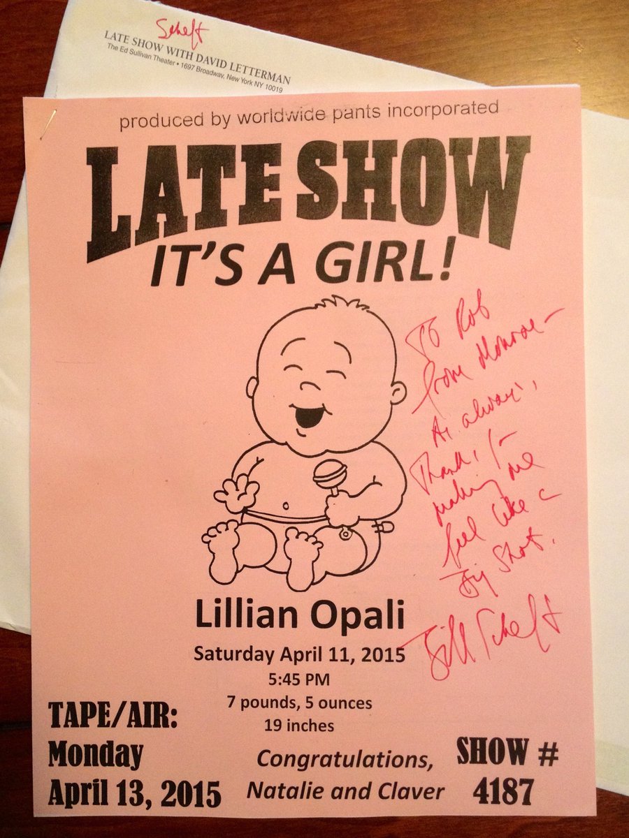RobFromMonroe's tweet image. 7years ago @Letterman writer  @billscheft sent me a copy of the April 13, 2015 script. Just a month before the final show. Cool to see what was planned and what actually made it on air. Wife &amp;amp; I saw a taping 2 months earlier where Tom Hanks was the guest. (Happy Birthday Lillian)