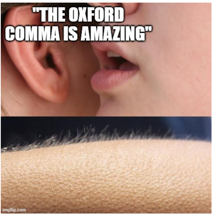 WritingReynolds's tweet photo. I'm getting chills just thinking about how great the Oxford comma is! And when other people are on #teamOxfordComma, it's even better #createconsultcompose #reynoldswritingstudio https://t.co/QGThrDSWCq