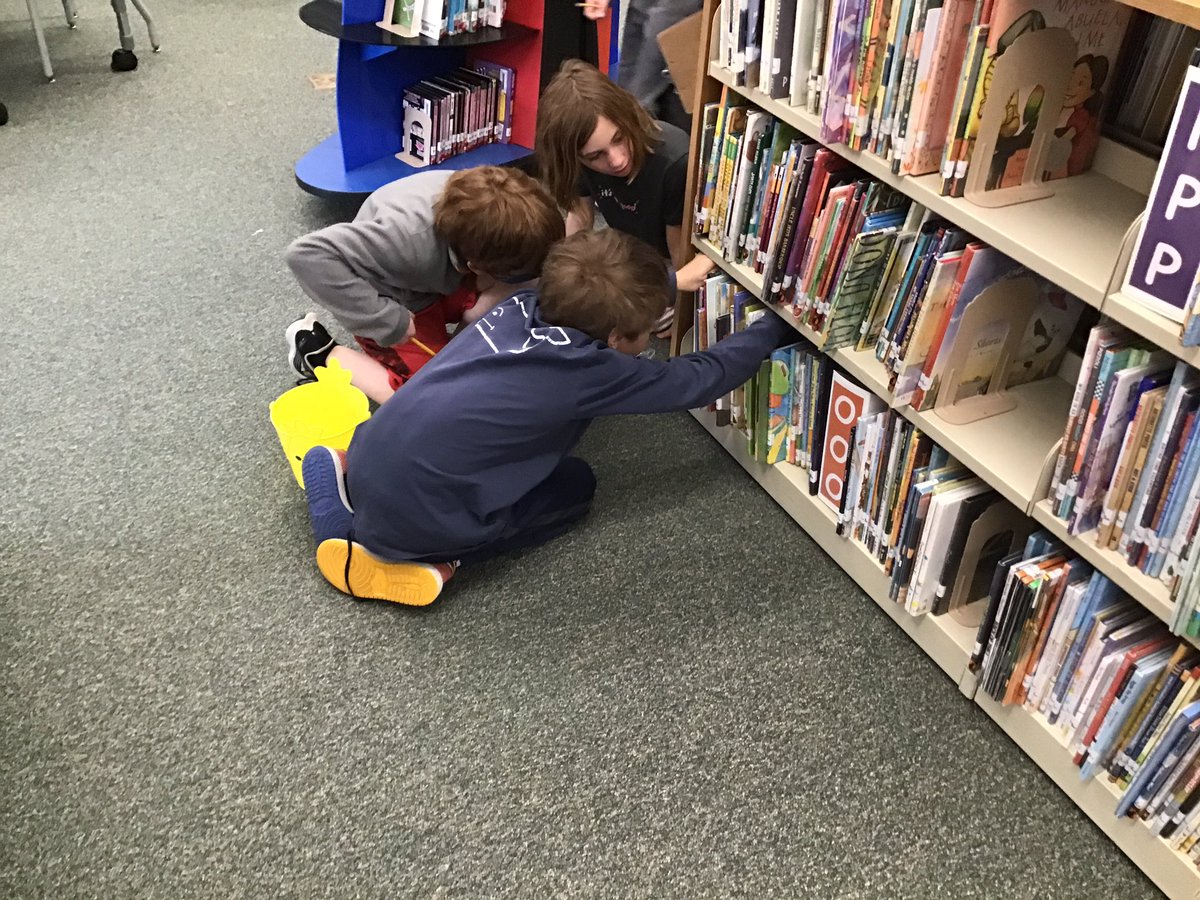 NBSLibrary's tweet photo. Using call numbers to find eggs throughout the library @nbes220 #coltpride #seethestudent220 https://t.co/AfXYcHwpSO