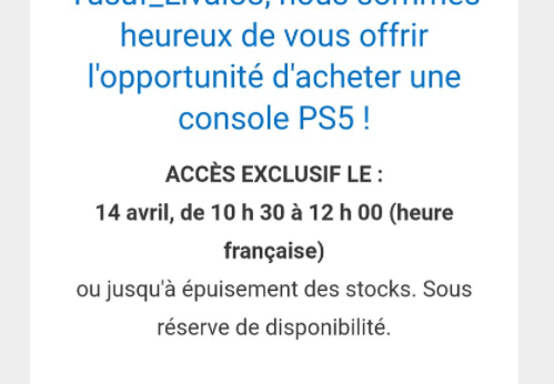 Dealabs's tweet photo. 📢
Un drop PS5 est prévu jeudi chez Sony
10h30-12h : priorité à celles et ceux qui ont reçu le mail
12h : vente ouverte au public 🤞
URL de la vente :
➡ https://t.co/VGO3pyrLHF ⬅

T��léchargez l'appli Dealabs pour ne pas rater les prochains drops 🚀
➡ https://t.co/LB1GY0dVVk ⬅ https://t.co/VdlEHhMDbk