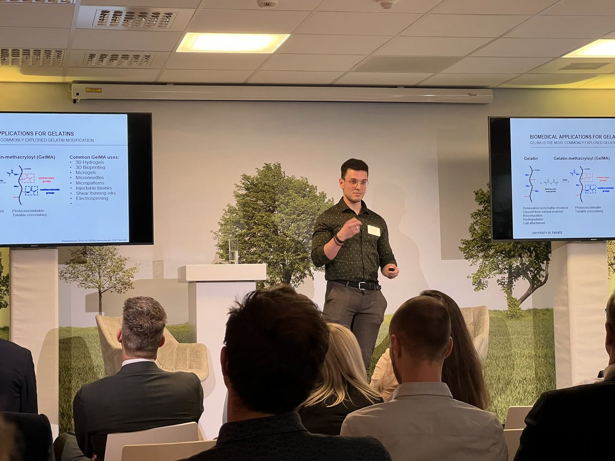 Rousselot innovation days - we welcome today many #biomedical experts and Niels Willemen from the university of Twente is now presenting « Novel biomedical applications of modified gelatins » #Rousselotinnovation <a href="/rousselot/">rrrrrrrrrrrrrrrr</a> #gelatin #gelMA