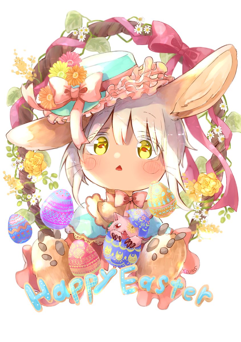 nanachi (made in abyss) 1other animal ears furry whiskers easter egg blue headwear hat  illustration images