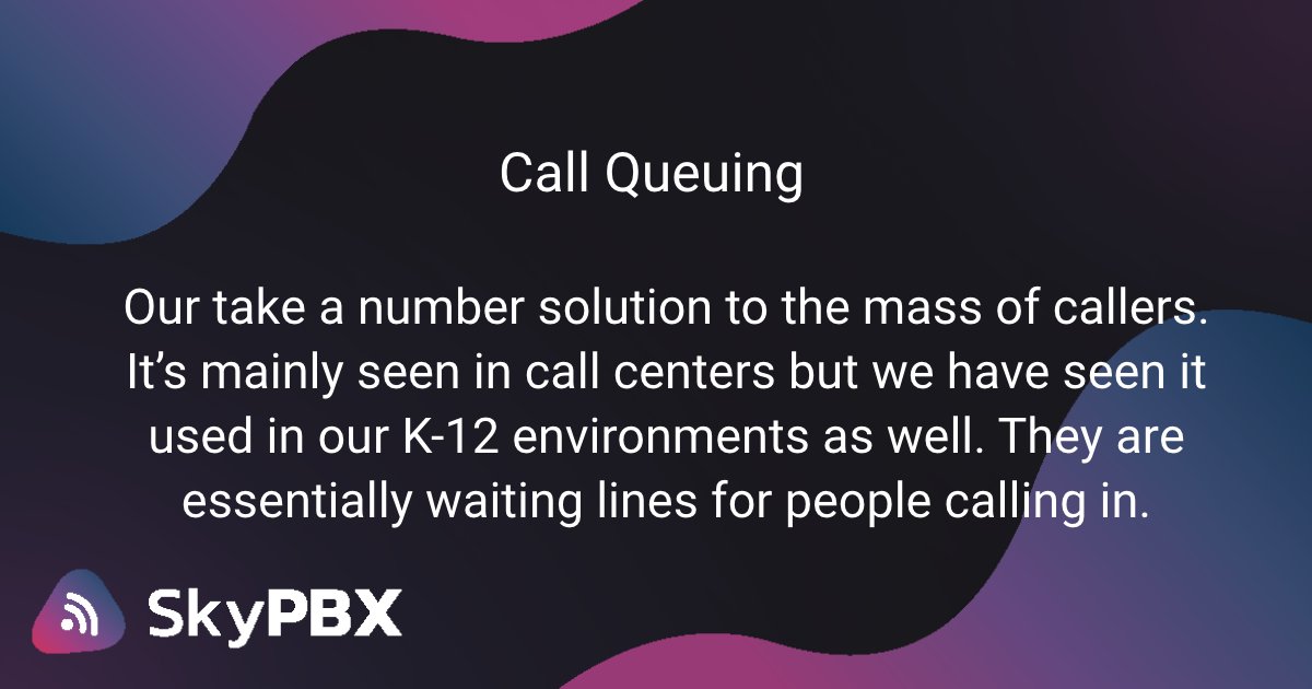 SkyPBX's tweet photo. Don't miss out on a loyal customer! Our queuing system will allow you to get to all those important calls. To find out more, check out our website https://t.co/kRpxnrXwbd #telecommunications #voip #voipservices https://t.co/nRkDe83rCn