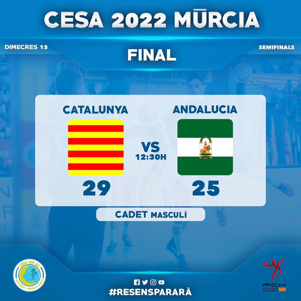 FedCatHandbol's tweet photo. 𝗖𝗠 𝗶 𝗜𝗠 𝗔 𝗟𝗔 𝗙𝗜𝗡𝗔𝗟!! 💪🏼
 
 🙌🏼 La #SelCatHandbol CM i IM es classifiquen per la final!! Malauradament el CF ha caigut contra Andalucia tot i el gran partit de les noies de Toni Alférez!

 🏆 Semifinals | #CESA2022
 📆 Dimecres, 13 d'abril
 
 #⃣ #ResEnsPararà https://t.co/IJjI232Et3