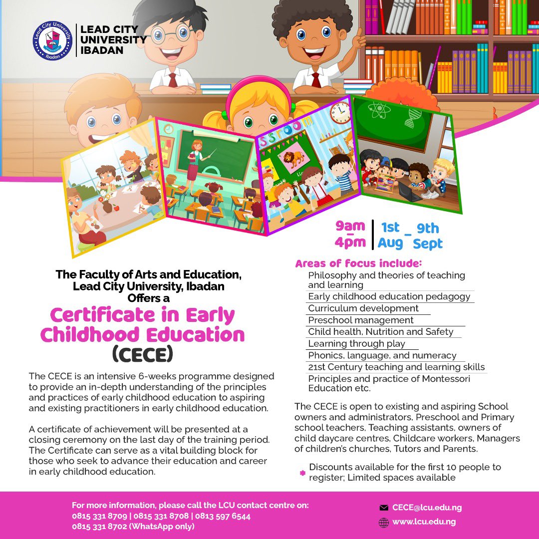 LeadcityIB's tweet photo. The CECE is an intensive 6-weeks programme designed to provide an in-depth understanding of the principles and practices of early childhood education to aspiring and existing practitioners in early childhood education. https://t.co/tOHVRGCpL2
