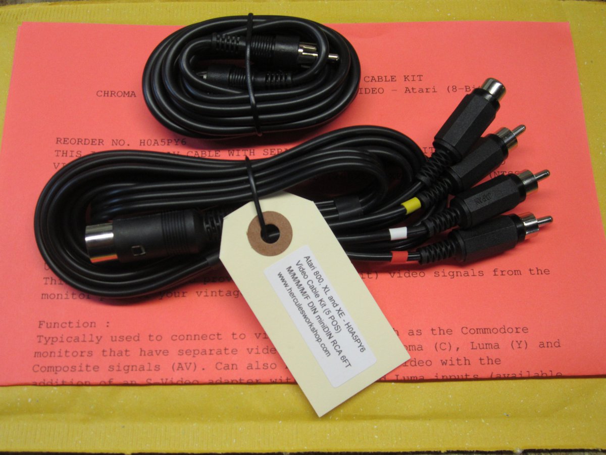 HerculesWorksho's tweet photo. This is a nice simple Video Cable Kit we make for Atari 8-bit home computers, has separate video signals for Chroma, Luma and Composite video. Comes with Instructions and a Free Video Patch Cable. https://t.co/UHHurnlQby #VintageComputing #AtariComputers https://t.co/n2HoUlPBcp