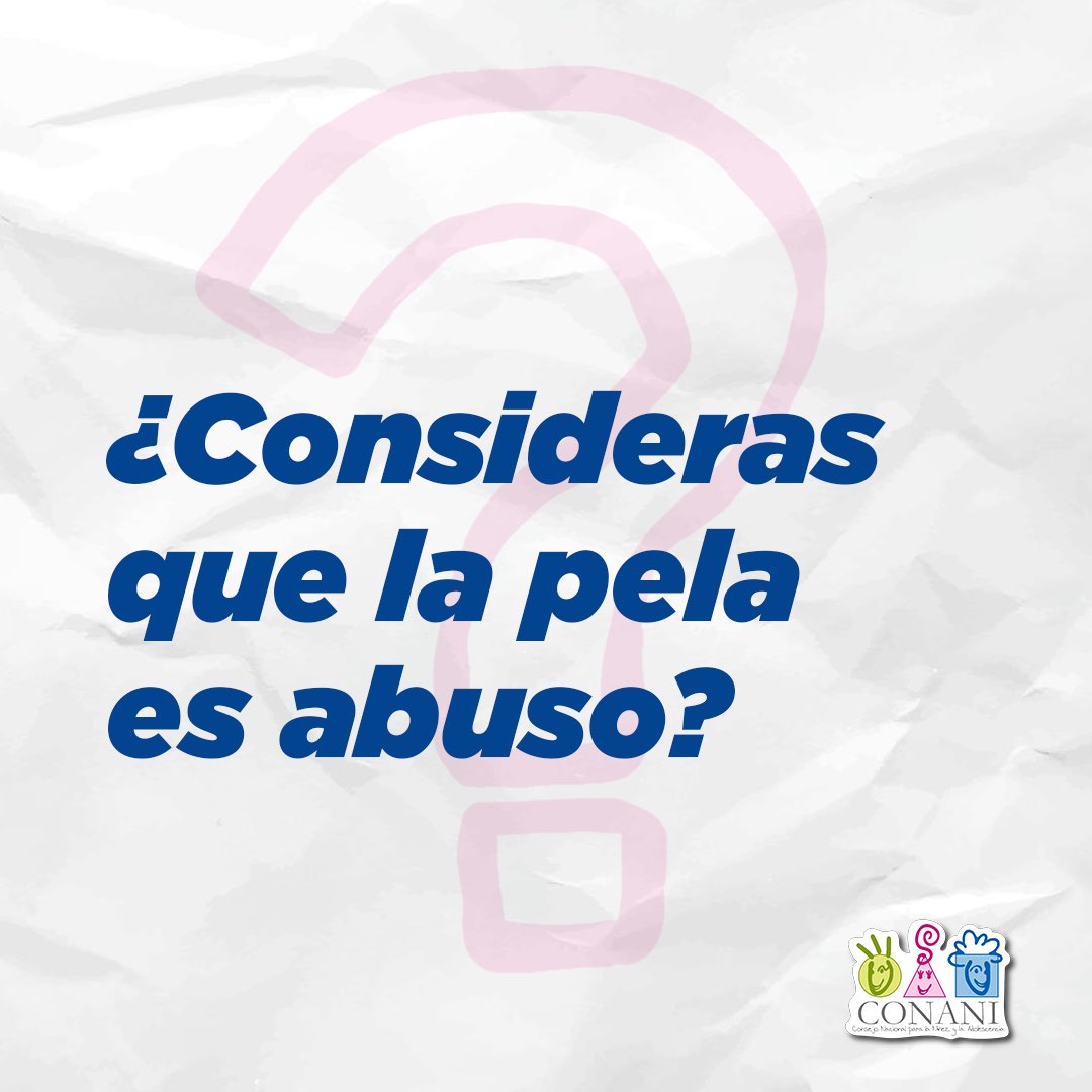 CONANIRDo's tweet photo. 💬 ¡Por supuesto! La pela es un tipo de maltrato físico.

Otros ejemplos de maltrato físico son: empujar, sacudir, patear, pellizcar, quemar, abofetear, morder y/o amarrar a un niño, niña o adolescente.

¡Prevenir el abuso infantil es una responsabilidad de todos y todas! https://t.co/aifASDtgmh