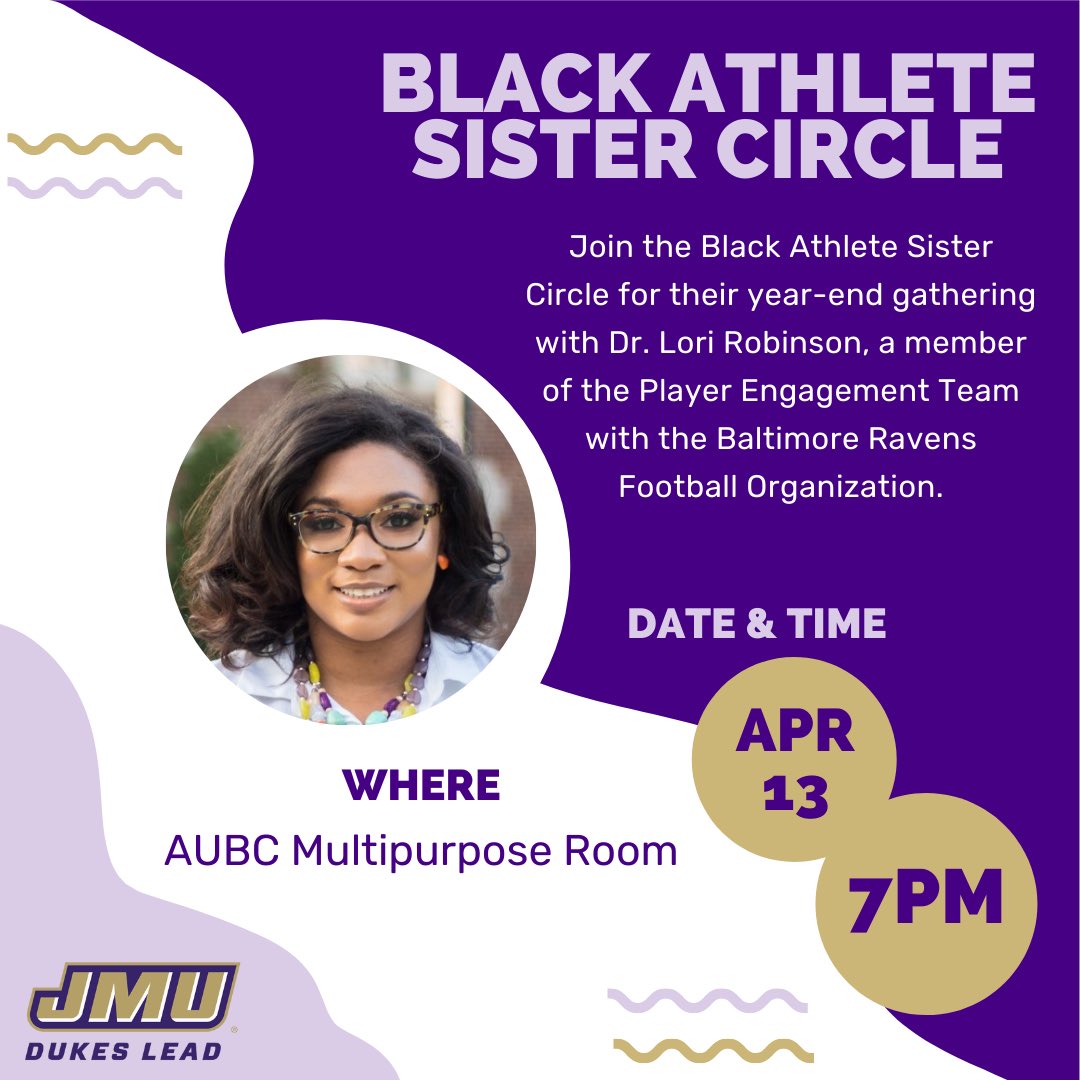 Black Athlete Sister Circle🤩

Join BASC for their end of the year gathering with Dr. Lori Robinson

April 13th, 2022 - 7:00pm 

Location: AUBC Multipurpose Room

#godukes