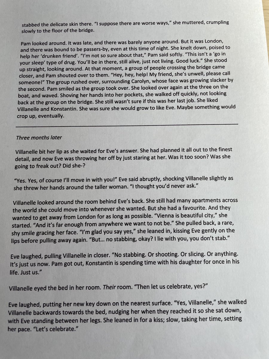 Beautiful fiancée wrote me an alternative #killingeve ending because the real one was not good enough and it made me sad. This is so much better! Thank you <a href="/LauraAshcroft14/">Laura Kentcroft</a> <3 #killingevealternativeending #VILLANEVE