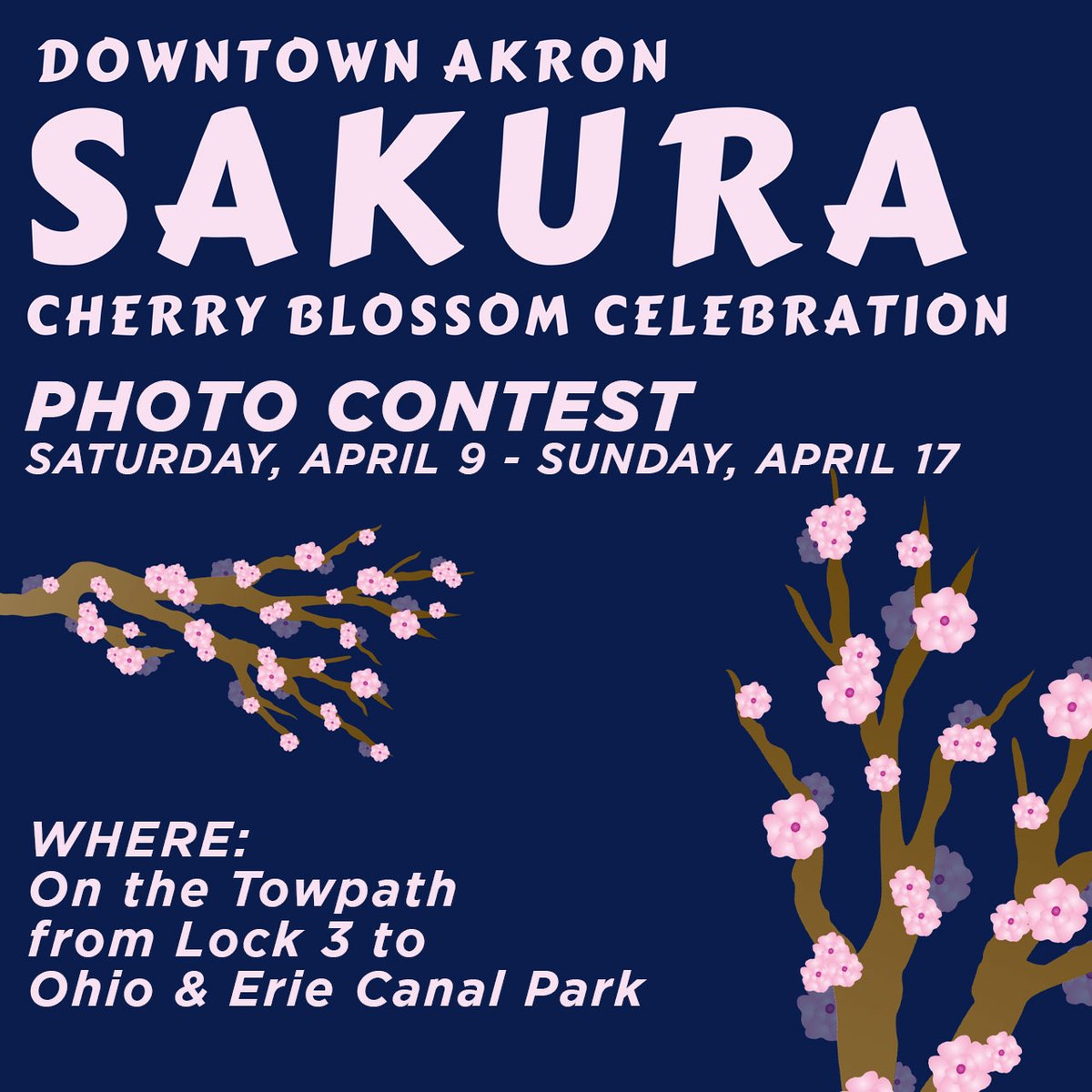 KyleKutuchief's tweet photo. Visit @TowpathTrail in @downtownakron, capture the beauty of the cherry blossoms with your best 📷and submit for your chance to win a trip to Oh Snap Photo Lab. Contest ends Sunday, April 17. https://t.co/lPiUZGDR9R https://t.co/7zbhMuJtjC