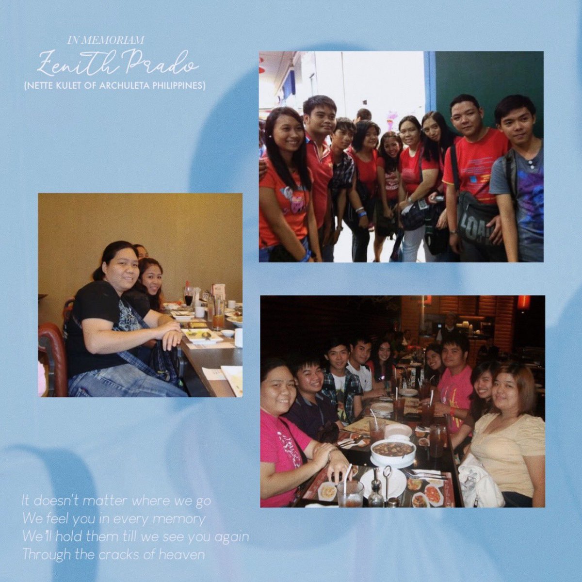 archuletaphils's tweet photo. In Memoriam
ZENITH PRADO 
(@NetteKulet / @NetteKulet_AP of Archuleta Philippines)

Born: April 25, 1979
Died: April 10, 2022

Over the weekend, heaven’s gained another archu-angel as one of the pioneer admins of AP has unfortunately succumbed to the big C. https://t.co/3BZ79mchFT