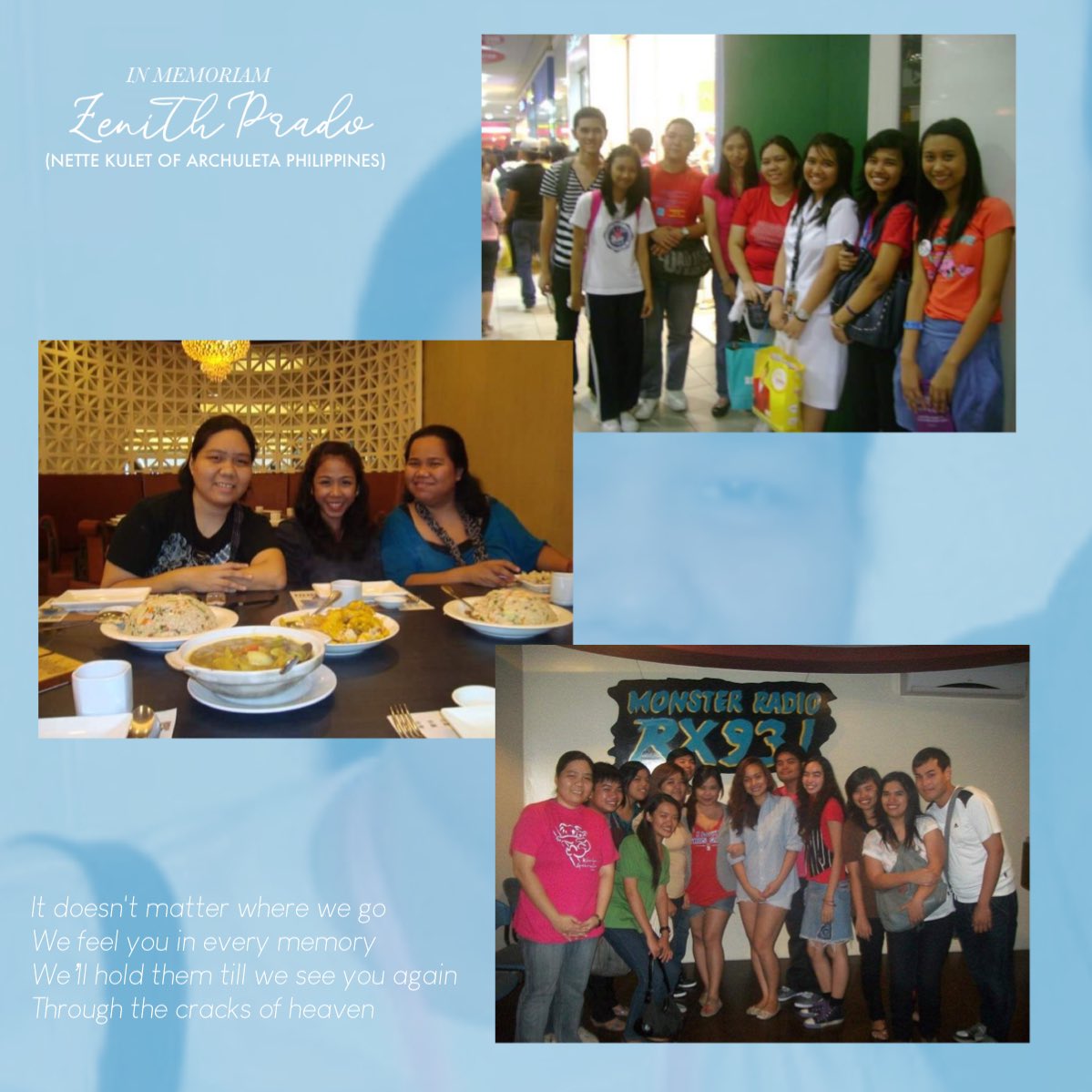 archuletaphils's tweet photo. A fighter, a loving family member, a kind friend, a supportive fangirl in every fandom she was in. 

Please include her soul’s eternal repose and her loving family in your prayers.

You will truly be missed, our Nette Kulet.

With love,
Your @archuletaphils @DavidArchie family 🤍 https://t.co/JgjzOaBqZv