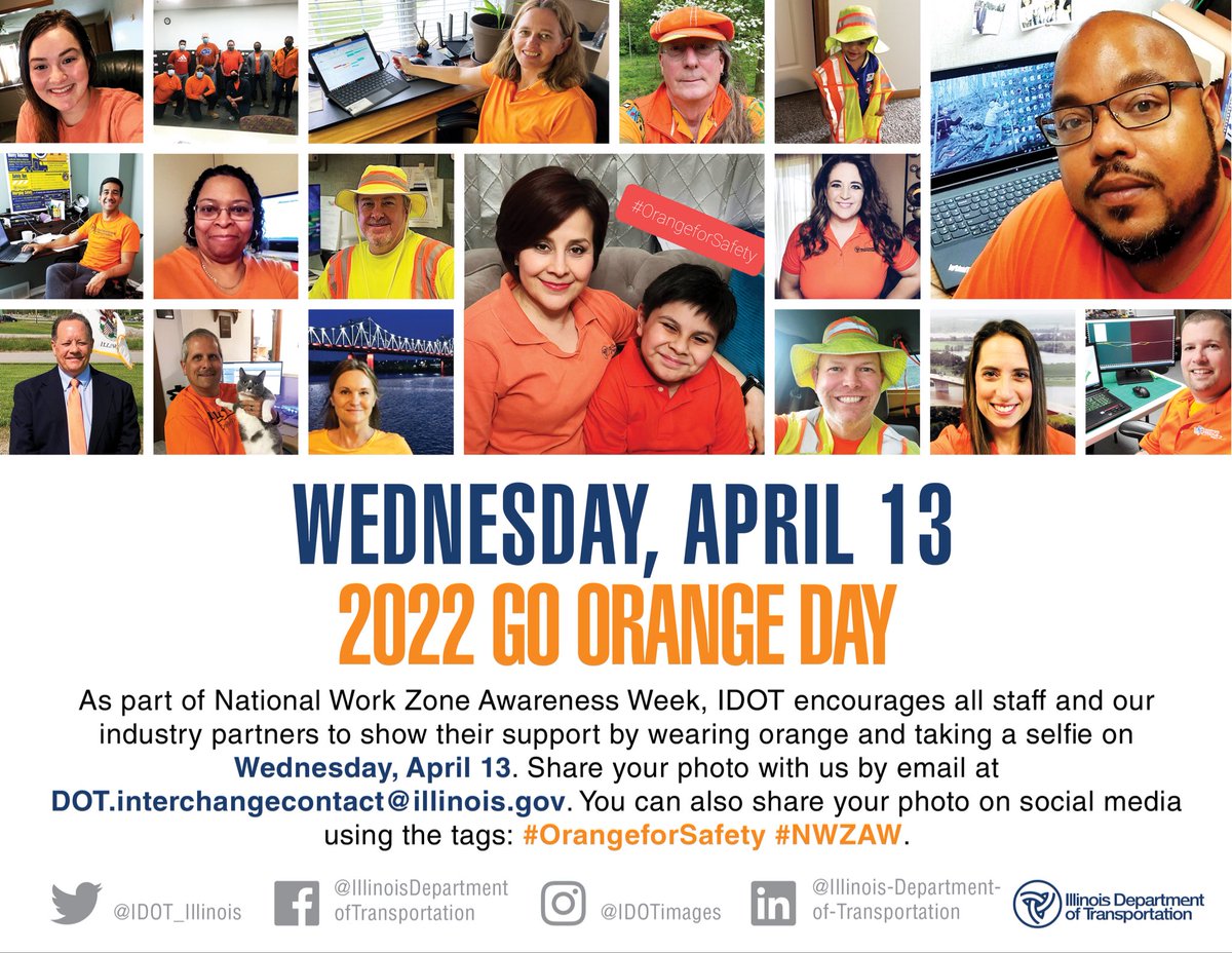 YBenzO's tweet image. Its National Work Zone Awareness Week and Go Orange Day #NWZAW #OrangeForSafety #IDOT #TrafficAlert #Construction