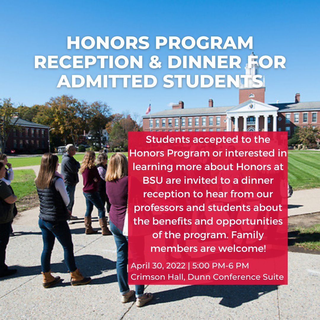 BSUAdmissions's tweet photo. Coming to our April 30th Admitted Students Day? Sign up for our other welcome events! We hope to see you there! https://t.co/Ld1rXJdOjw