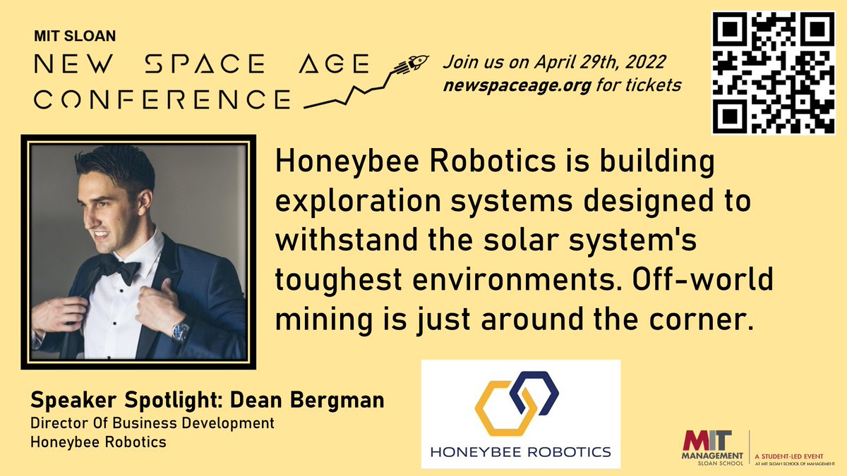 Dean Bergman, Director Of BD at #HoneybeeRobotics, will be joining us at the #NewSpaceAgeConference. Honeybee is boldly aiming to develop systems that can extract resources from celestial bodies + hunt for life in the solar system. Tix + info @ newspaceage.org.