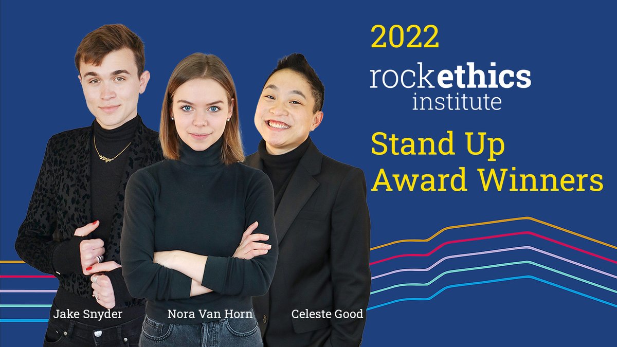 We’re thrilled to announce this year’s @RockEthicsPSU Stand Up Award winners — honored for their ethical leadership. Congratulations to @Penn_State undergrads, Jake Snyder, Nora Van Horn, and Celeste Good! bit.ly/3LZrMIx