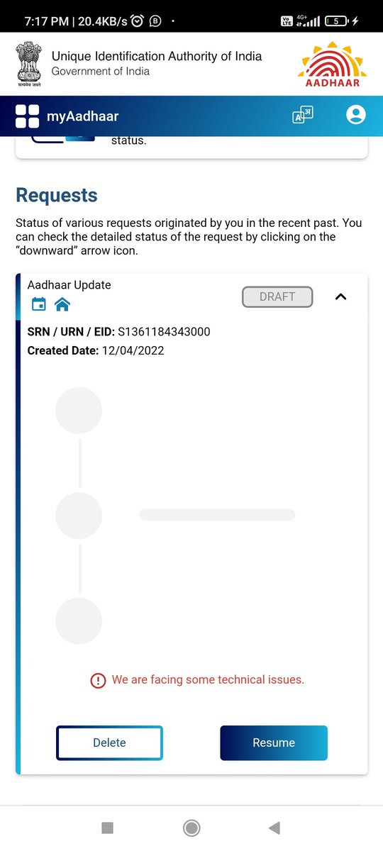 kkvictor's tweet photo. Already Paid the amount and still snowing at draft stage, when going to payment stage already paid. Amount is already paid.

@UIDAI https://t.co/YZRv2y9pAZ