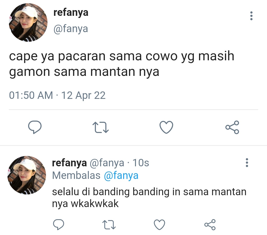 cape pacaran sama cowo yg masih gamon sama mantannya.

lee jeno five tweets au.