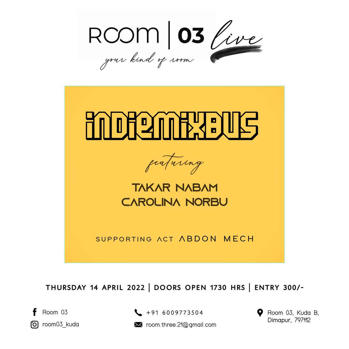 takar_nabam's tweet photo. Hello Dimapur! Excited to perform tomorrow at Room 03 , what a lovely venue it is!
Also looking forward to listen to Abdon  Mech and @CarolinaNorbu 🎶💥
Look forward to seeing you guys tomorrow! 🙌
#dimapurdiaries #nagalandtourism #discovernortheastindia #indiemixbus https://t.co/kTybMfrhr6