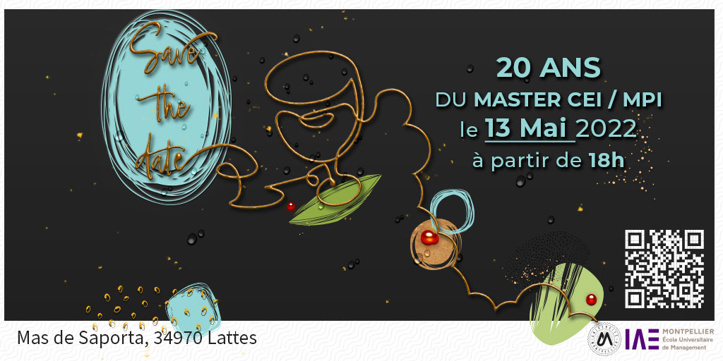 🎉Chers Alumnis et étudiants des Masters CEI, MPI &amp; DESS CJEI,
Pour fêter les 20ans 🎂 des Masters, <a href="/VeroniqBessiere/">Véronique BESSIERE</a> et <a href="/eric_stephany/">Stéphany Eric</a> vous invitent le 13/05 à 18h à la Maison des Vins (Mas de Saporta)
Renouons les liens &amp; élargissons ensemble le réseau! ℹ️lnkd.in/eWSgF3Pi