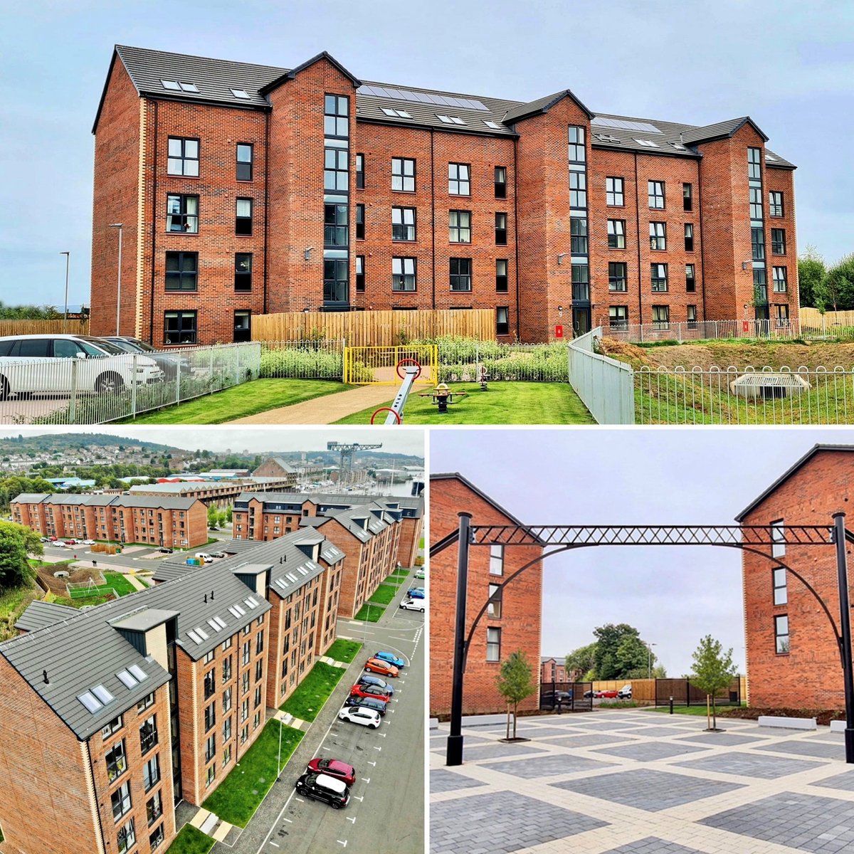 James Watt Dock in Greenock is a development of 137 flats designed by <a href="/crgp_ltd/">CRGP Ltd</a> for <a href="/rivclydehomes/">River Clyde Homes</a> &amp; constructed by @Cruden_Group using 420,000 of our Butterley Farmstead Antique bricks, supplied by <a href="/TaylorMaxwellCo/">Taylor Maxwell</a> bit.ly/3rq9E2C #clay #brick #architecture #construction