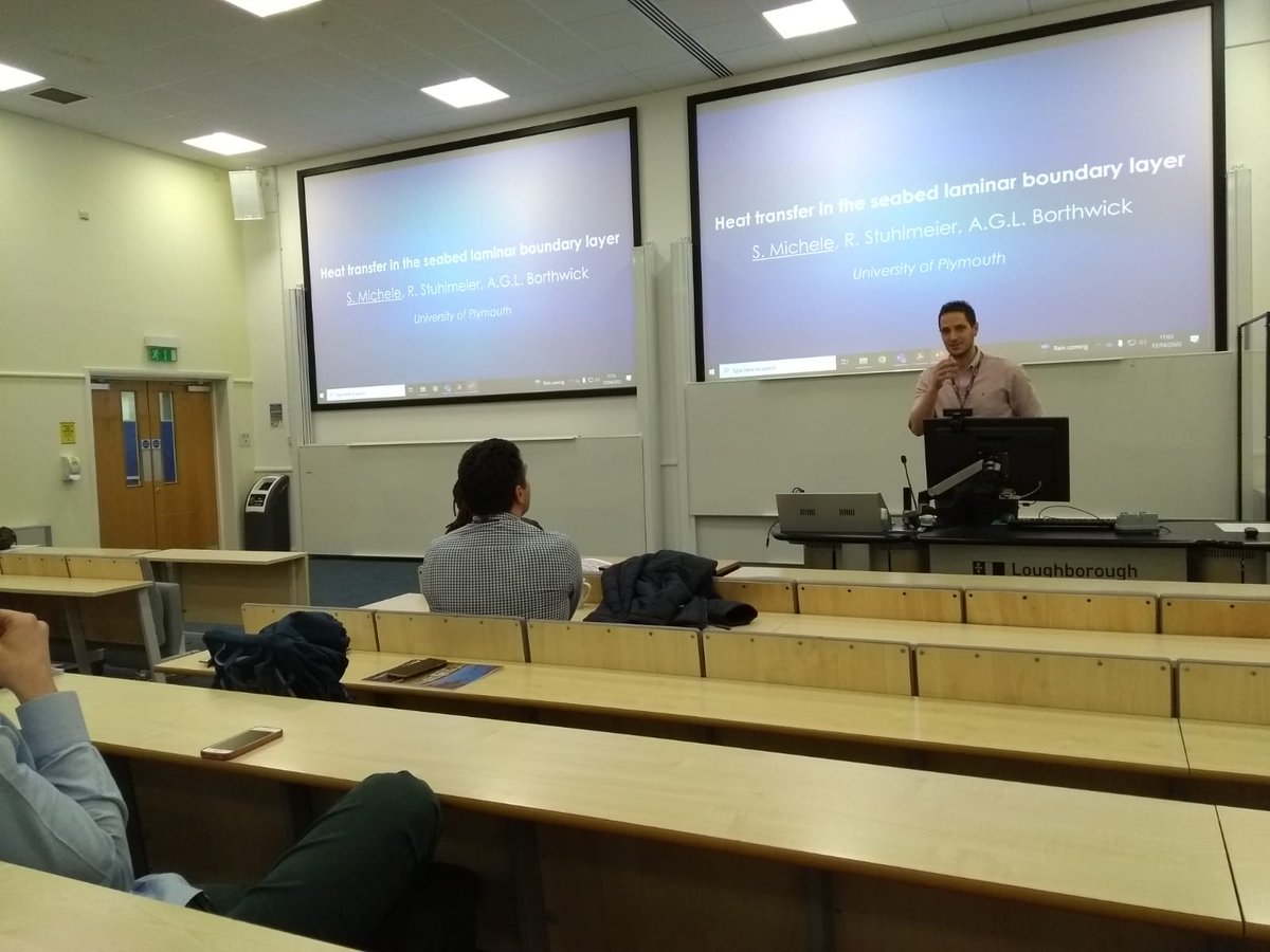 SimoneMichele84's tweet photo. Talking about heat transfer phenomena in the seabed laminar boundary layer at @BAMC2022 (Ph: @rstuhlmeier 😁) @lborouniversity https://t.co/7WQntCvpuz