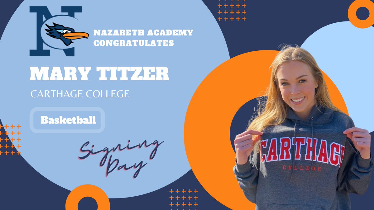 #SigningDay congrats to Mary Titzer, who will pursue her academic and Basketball career at Carthage College <a href="/CarthageCollege/">Carthage College</a> <a href="/Carthage_WBB/">Carthage WBB</a>. Congrats Mary and <a href="/NazarethGBB/">Nazareth GBB</a>! #Naz2022 #NazPride