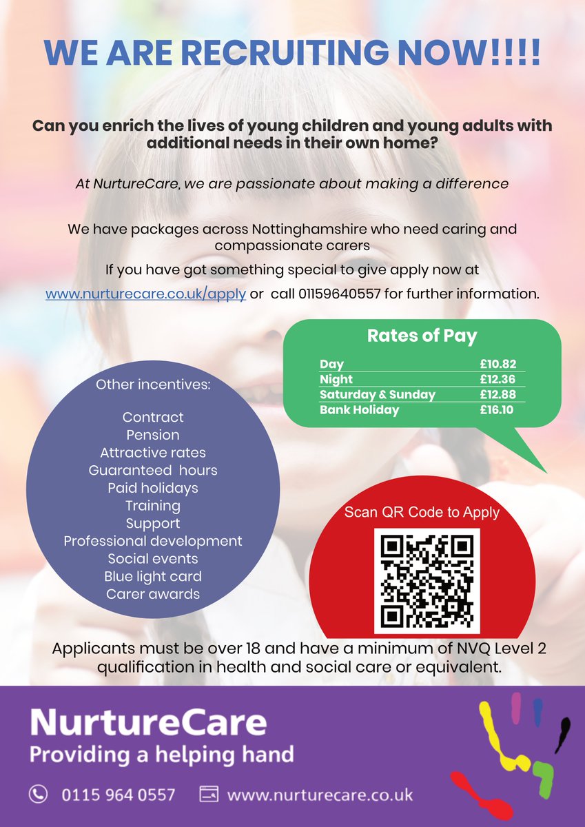 NurtureCare Children's Provider (@nurturecareuk) on Twitter photo RECRUITING CARERS NOW!
Please get in touch with recruitment@nurturecare.co.uk, we'd love to speak to you!
#recruitment #healthcarejobs #carers RECRUITING CARERS NOW!
Please get in touch with recruitment@nurturecare.co.uk, we'd love to speak to you!
#recruitment #healthcarejobs #carers