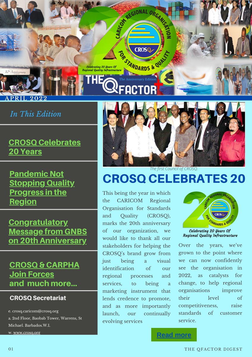 crosqcaricom's tweet image. ...And it&apos;s here. Click to download your own copy of our newest QFactor Digest -- CROSQ 20th anniversary highlights, regional certifications and accreditations, quality dialogues and so much more. Check it out for yourself.
ow.ly/J5J950IIafn

#qualityatwork #CROSQatwork