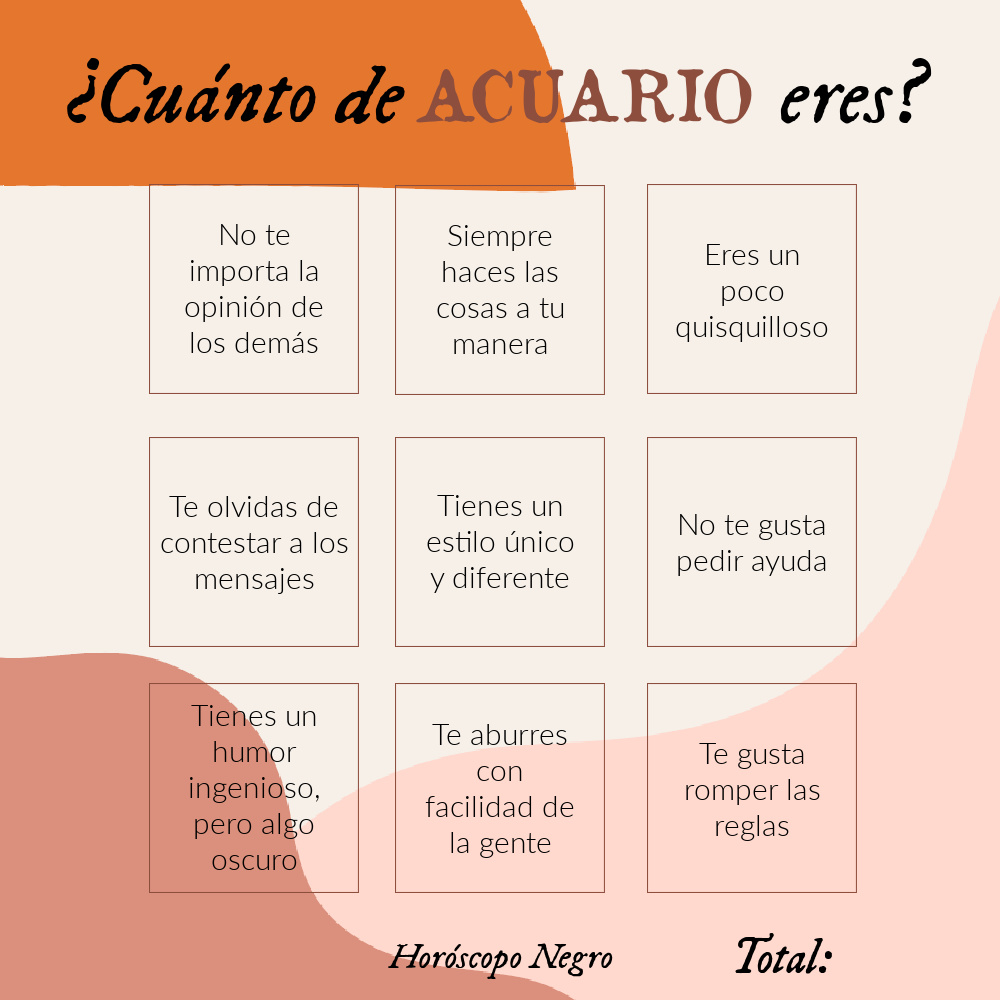 ✨¿Cuánto de #Acuario eres?✨ Haz captura y comparte ✨🔮✨ #horoscoponegro
