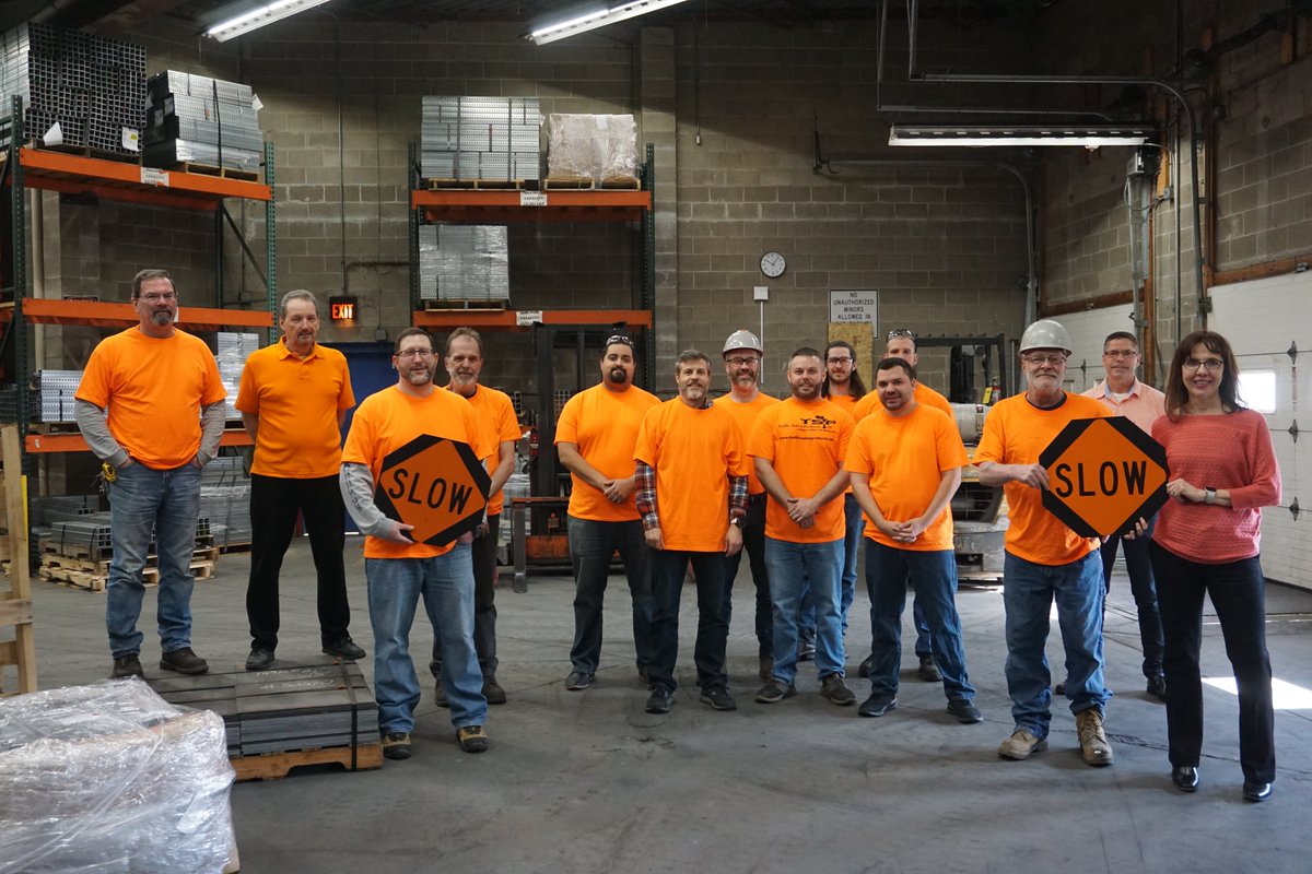 eberliron's tweet photo. Traffic Safety Products (TSP) continued to celebrate National Work Zone Awareness Week today by participating in Go Orange Day! This is to remind motorists to slow down, be aware of your surrounds, and practice safe driving etiquette. #nwzaw #trafficsafety #goorangeday https://t.co/E2D2PbHG6I