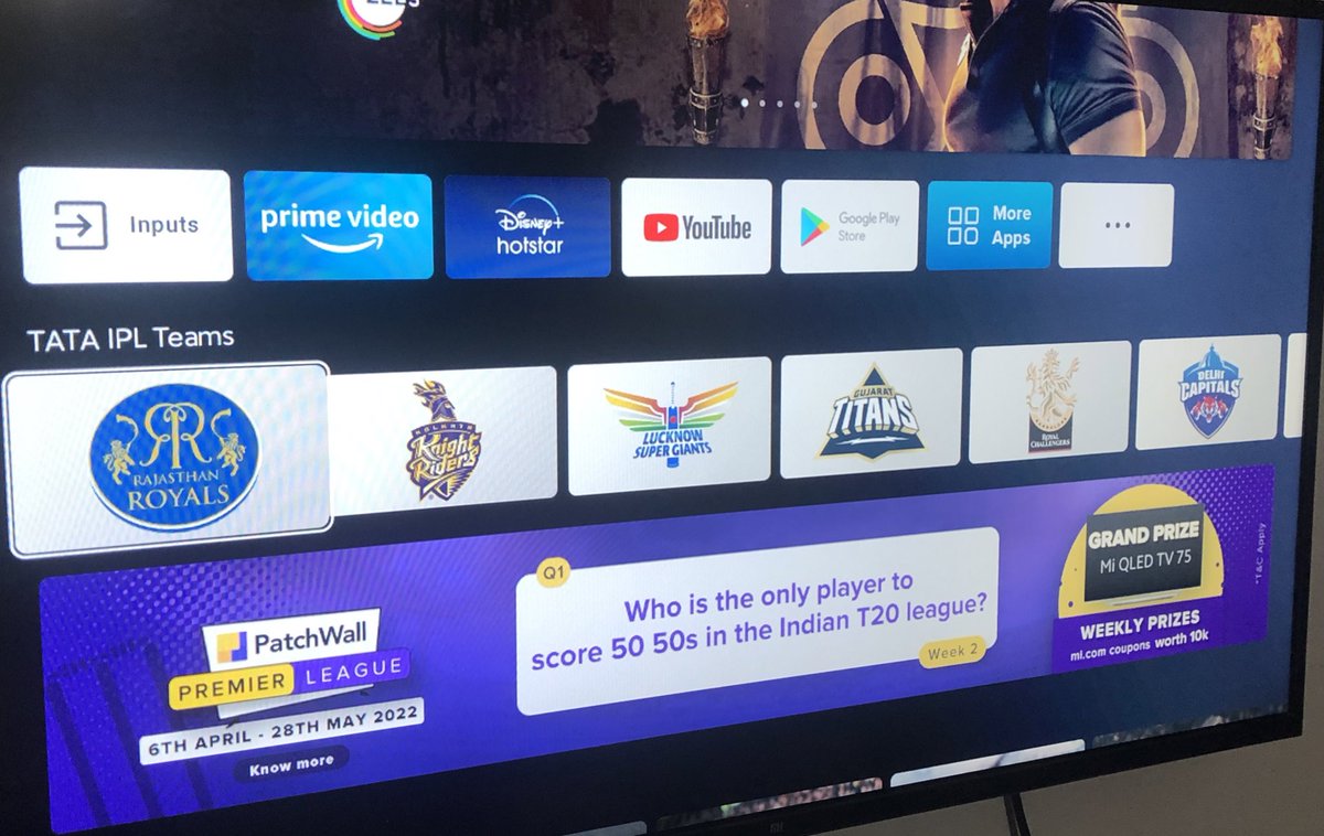 Shreek4nt's tweet photo. @XiaomiTVIndia David Warner is the Q1 answer to score 50 50s in Indian t20 league 
@XiaomiTVIndia
#PatchWallPremierLeague #PatchWall #XiaomiTV #RedmiTV https://t.co/l2tgIRJQ2i
