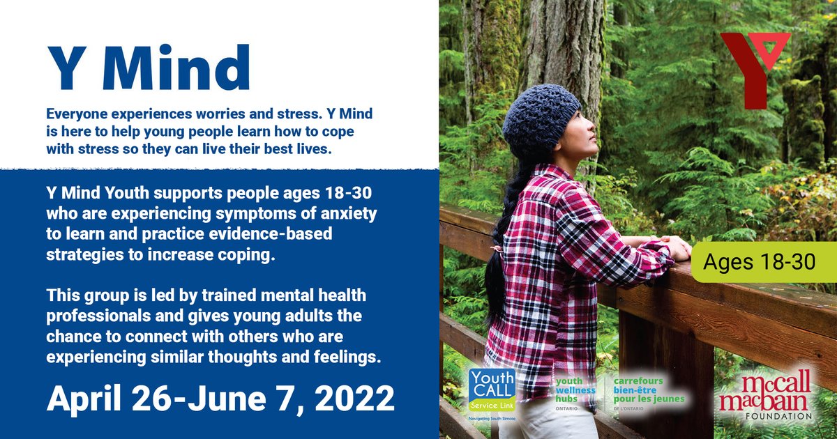 If #anxiety is blocking your path forward, this may be for you. Y Mind Youth is a free, online mental-wellness program. To register, call/text 705-790-2338 or email YouthCALL@cfssc.ca. #YMind #YouthCALL <a href="/YMCASM/">YMCA of Simcoe/Muskoka</a> <a href="/nsywhub/">North Simcoe Youth Wellness Hub</a> <a href="/mccallmacbain/">McCall MacBain Foundation</a>#MentalHealthIsHealth