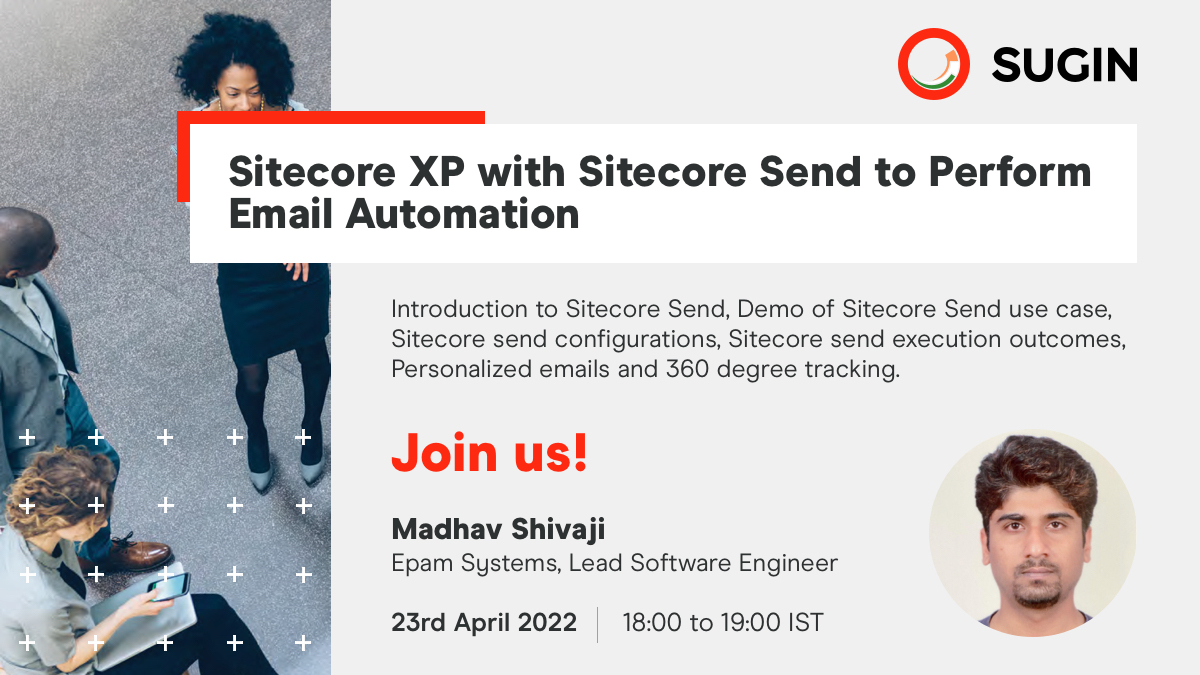 sitecoreugindia's tweet photo. Next session of #SUGIN is scheduled on 23rd April, 18:00 IST.
Topic: Sitecore XP with Sitecore Send to Perform Email Automation Presented by @connectmadhav
Find details on the following page and RSVP:
https://t.co/NRGrEWXJ2t
#sitecore #sitecoresend #emailautomation https://t.co/gWgXguLdmY