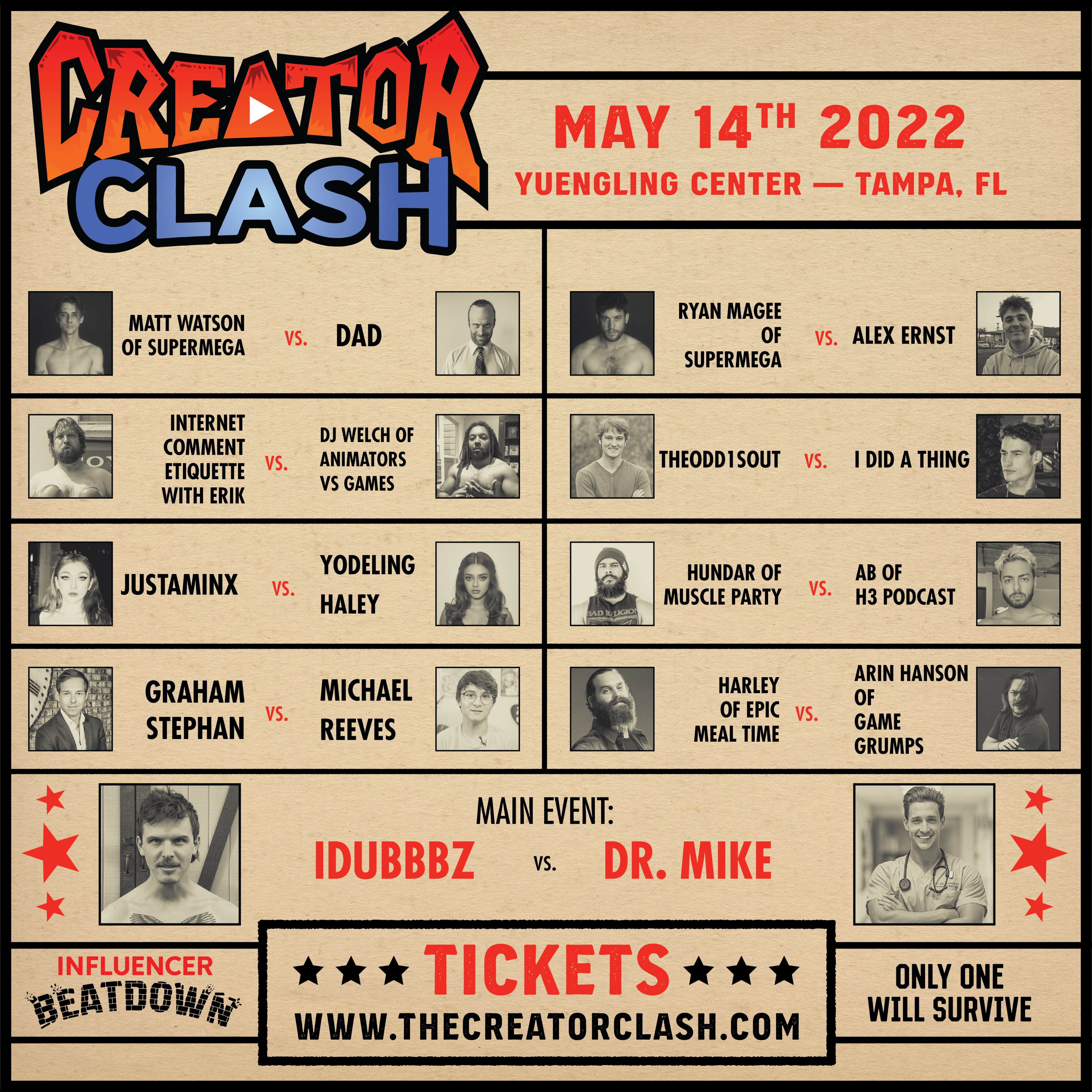 Doctor Mike, Justaminx, Arin Hanson among confirmed participants for  iDubbbz's 'Creator Clash' boxing event (Exclusive) - Tubefilter