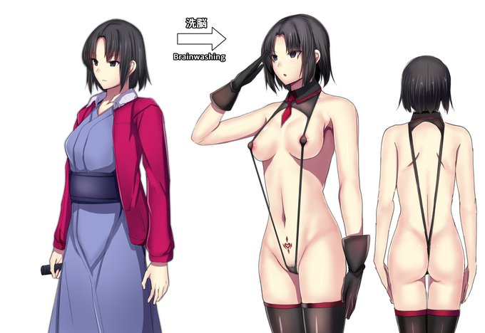 洗脳された後、アレなコスチュームを着た立ち絵に変化するやつ。 