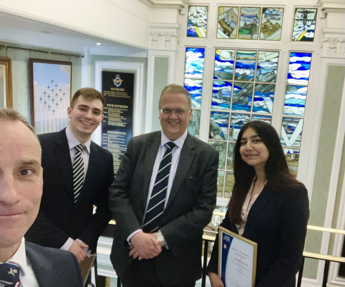 Celebratory lunch <a href="/TheRAFClub/">Royal Air Force Club</a> to present an overdue DACRE sword to previous (joint) winner Ivar Morganti; and <a href="/aircadetslaser/">Air Cadets LaSER</a> top 2 to CFC Mariam Mohsin. <a href="/1159Sqn/">1159 (Edmonton) Sqn</a> <a href="/MiddlesexATC/">Middlesex Wing RAFAC</a> <a href="/34F_SQN/">34F Squadron, Air Training Corps</a> <a href="/LondonAirCadets/">London Air Cadets</a>. Well done. <a href="/aircadets/">RAF Air Cadets</a> <a href="/ComdtAC/">Commandant RAF Air Cadets</a>